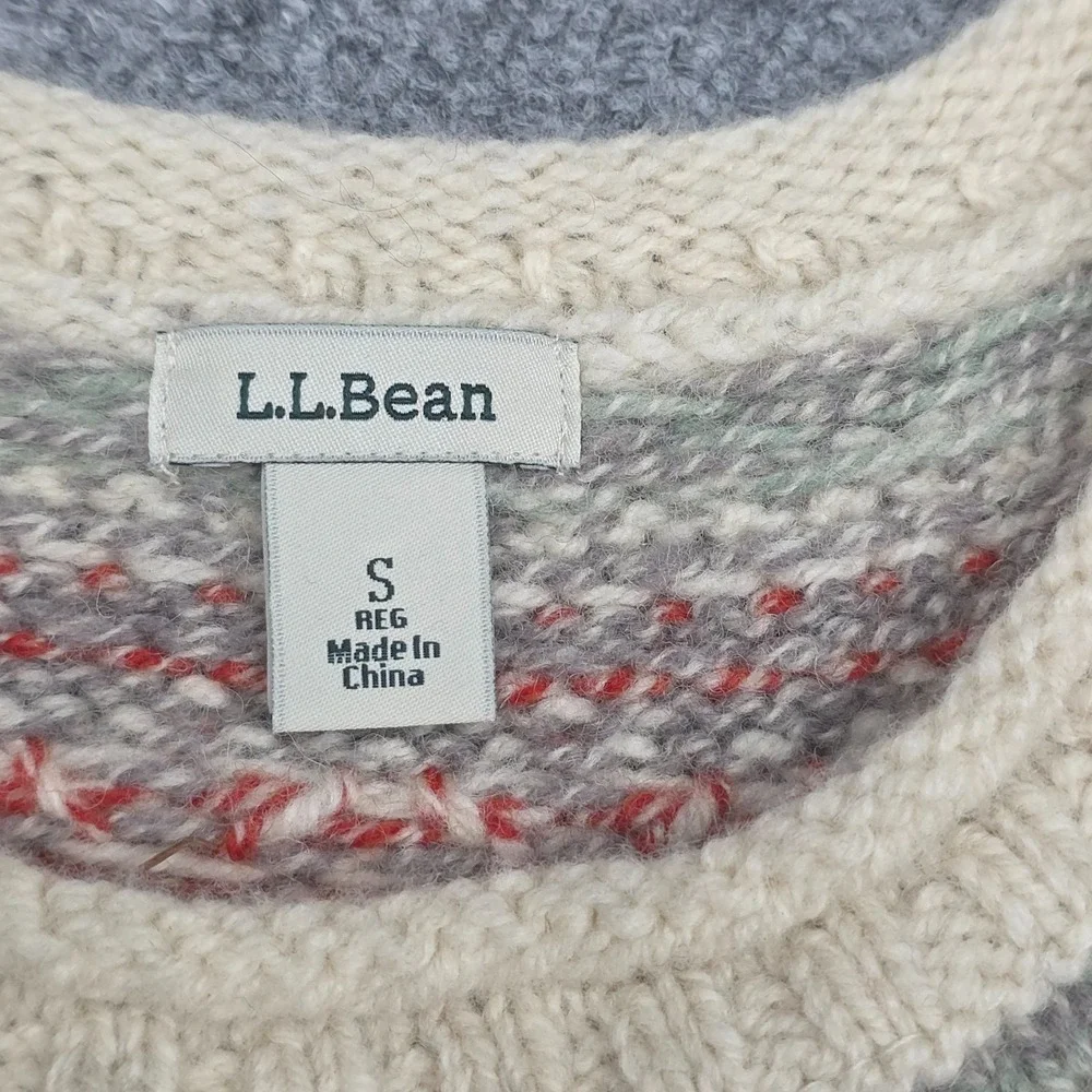LL Bean Fair Isle Wool Sweater Women's Small Knit Multi Color - Picture 4 of 11